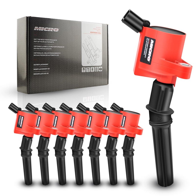 Micro DG508 Ignition Coil Pack High Engine 8 PCS Ignition Coil Curved Boot for Ford E150 E250 F150 F250 4.6L 5.4L V8 Lincoln Mercury Compatible Part DG508 DG457 DG472 DG491 F523 - Image 1